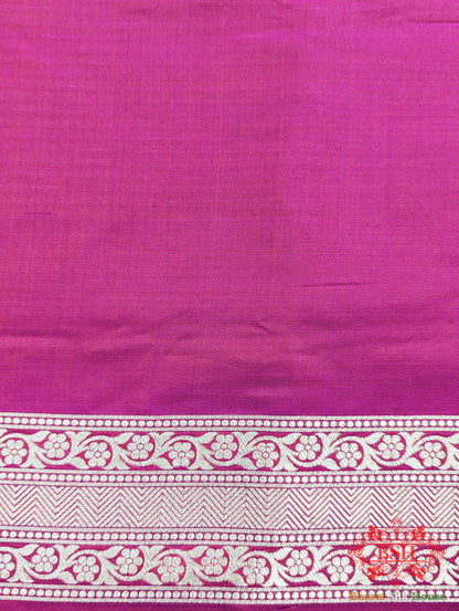Handloom Banarasi Pure Katan Silk Floral Jaal Saree In Shades Of Rani/Orange Cross Color Pure Kataan Silk Bharat Silk House