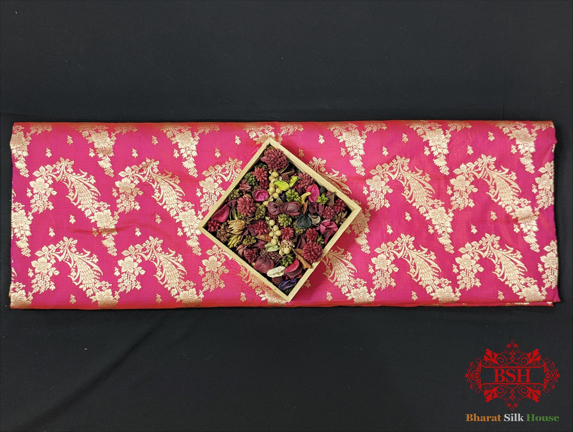 Handloom Banarasi Pure Katan Silk Opara Floral Jaal In Shades Of Rani Pure Kataan Silk Bharat Silk House