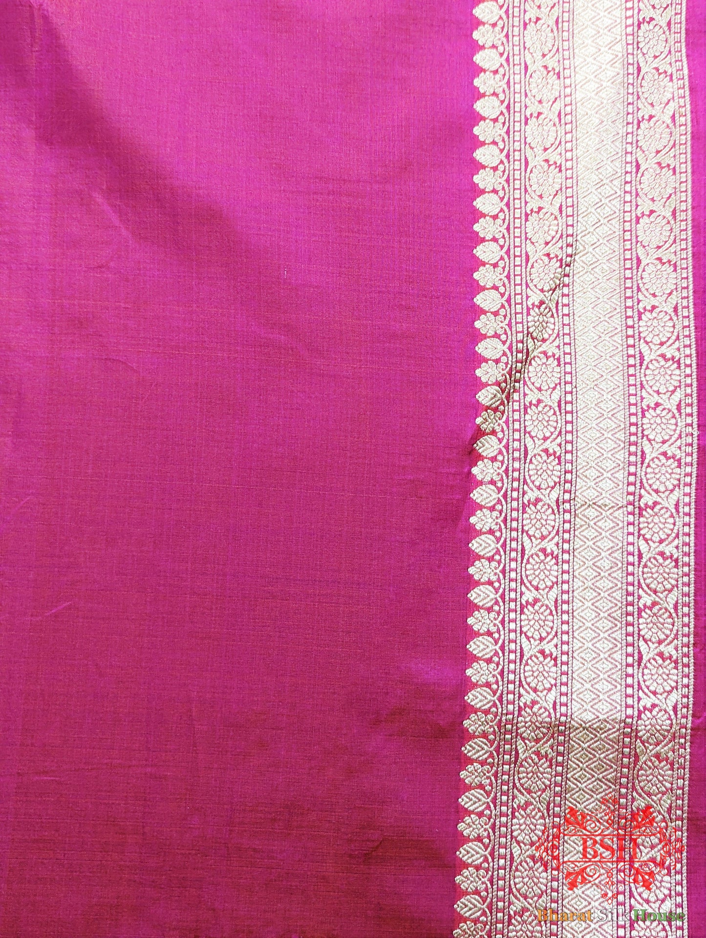 Handloom Banarasi Pure Katan Silk Opara Floral Jaal In Shades Of Rani Pure Kataan Silk Bharat Silk House