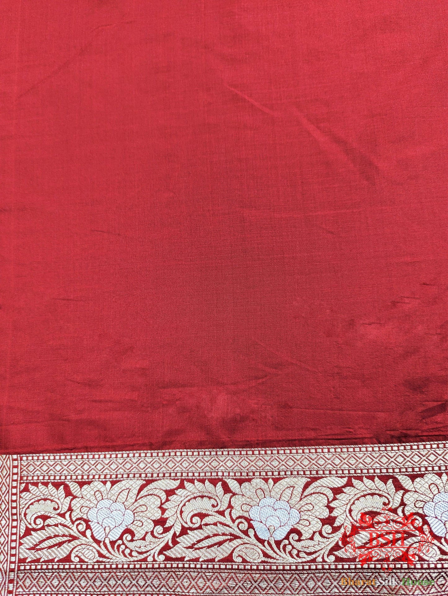 Handloom Banarasi Pure Katan Silk Opara Sona Rupa Dual Zari Saree Floral Jaal In Shades Of Red Pure Kataan Silk Bharat Silk House