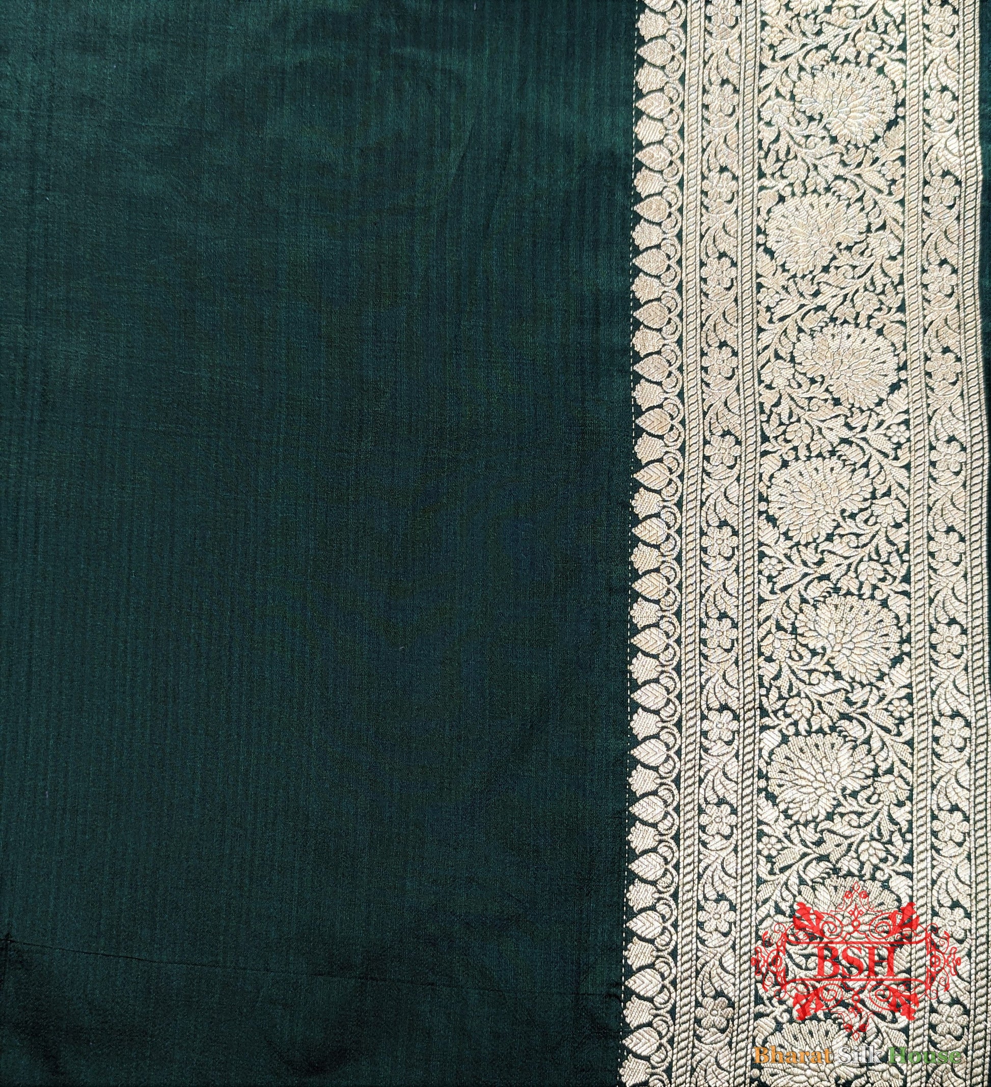 Handloom Banarasi Pure Katan Silk Opara With Floral Jaal In Shades Of Green Pure Kataan Silk Bharat Silk House