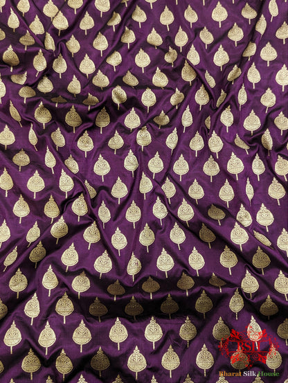 Handloom Banarasi Pure Katan Silk Saree Floral Booti In Shades Of Plum Pure Kataan Silk Bharat Silk House