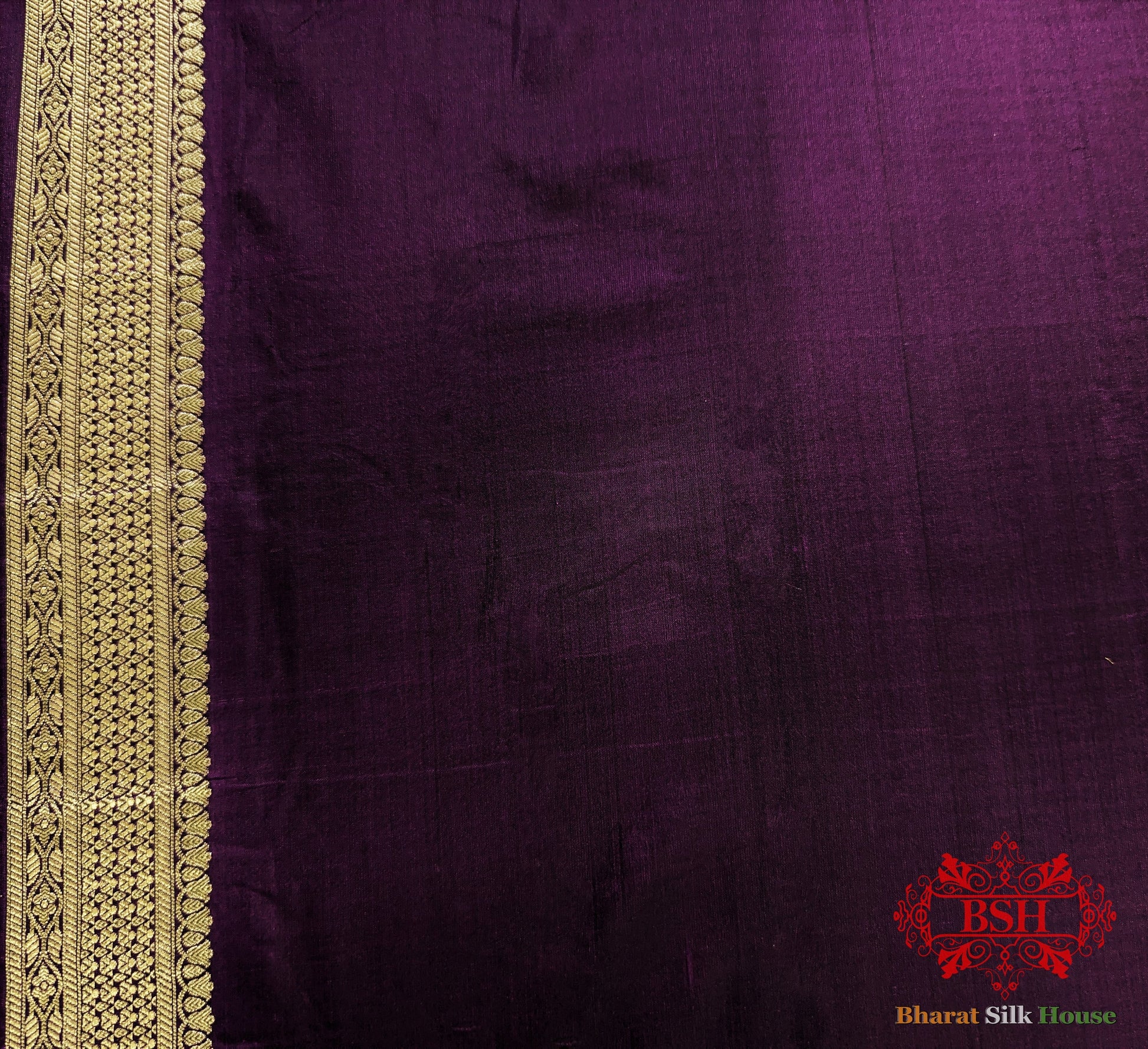 Handloom Banarasi Pure Katan Silk Saree Floral Booti In Shades Of Plum Pure Kataan Silk Bharat Silk House