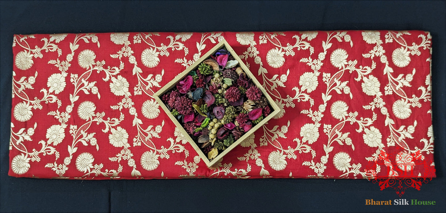 Handloom Banarasi Pure Katan Silk Saree Floral Jaal In Shades Of Red Pure Kataan Silk Bharat Silk House