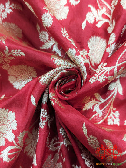Handloom Banarasi Pure Katan Silk Saree Floral Jaal In Shades Of Red Pure Kataan Silk Bharat Silk House