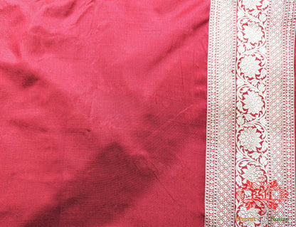 Handloom Banarasi Pure Katan Silk Saree Floral Jaal In Shades Of Red Pure Kataan Silk Bharat Silk House