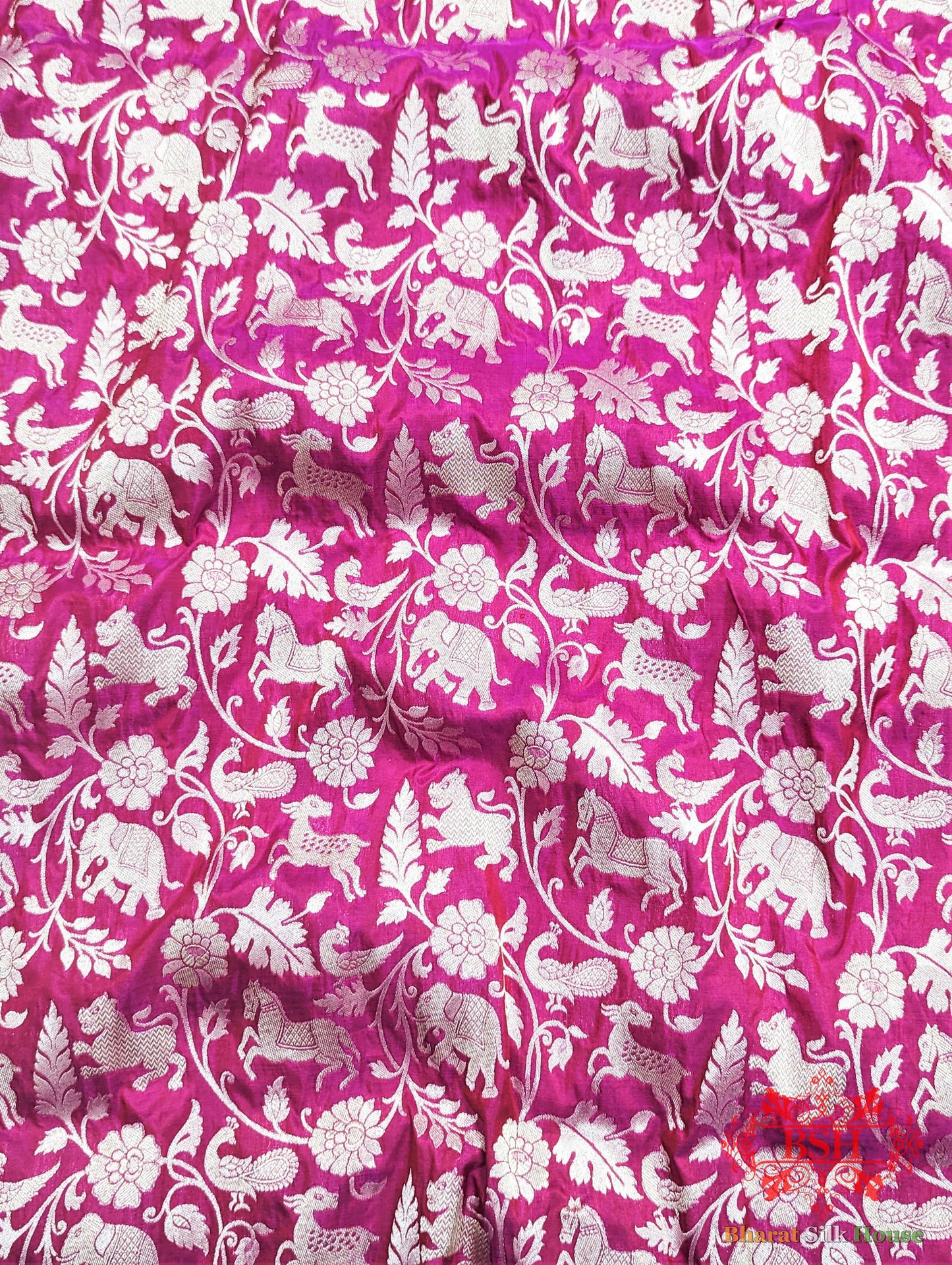Handloom Banarasi  Shikargah Kataan Silk Saree In Shades Of Pink Pure Kataan Silk Bharat Silk House
