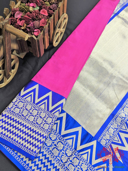 Hot Pink  Pure Katan Silk Banarasi Handloom Saree Pure Kataan Silk Bharat Silk House