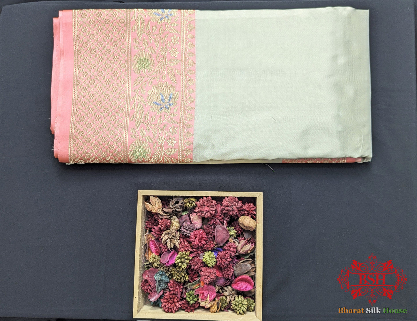 Ivory  Pure Katan Silk Banarasi Handloom Saree Pure Kataan Silk Bharat Silk House