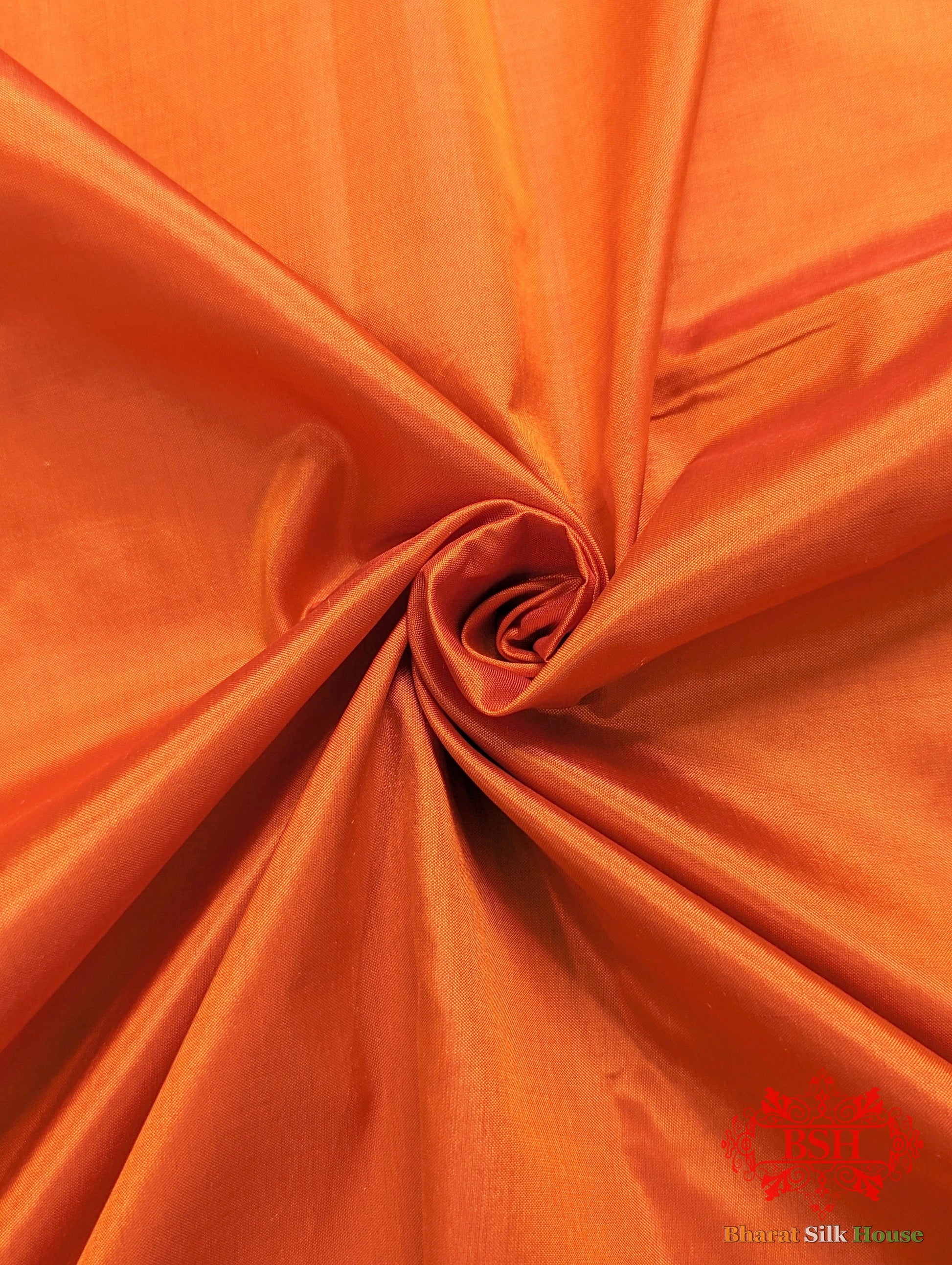 Neon Orange  Katan Silk Banarasi Handloom Saree Pure Kataan Silk Bharat Silk House