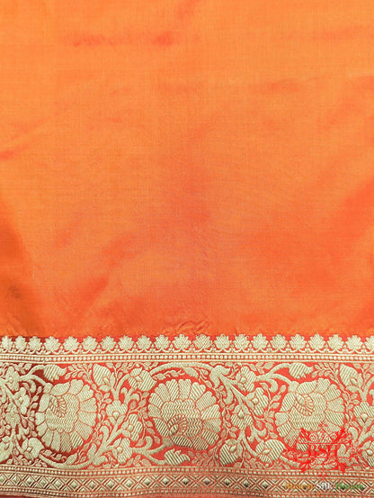 Neon Orange  Katan Silk Banarasi Handloom Saree Pure Kataan Silk Bharat Silk House