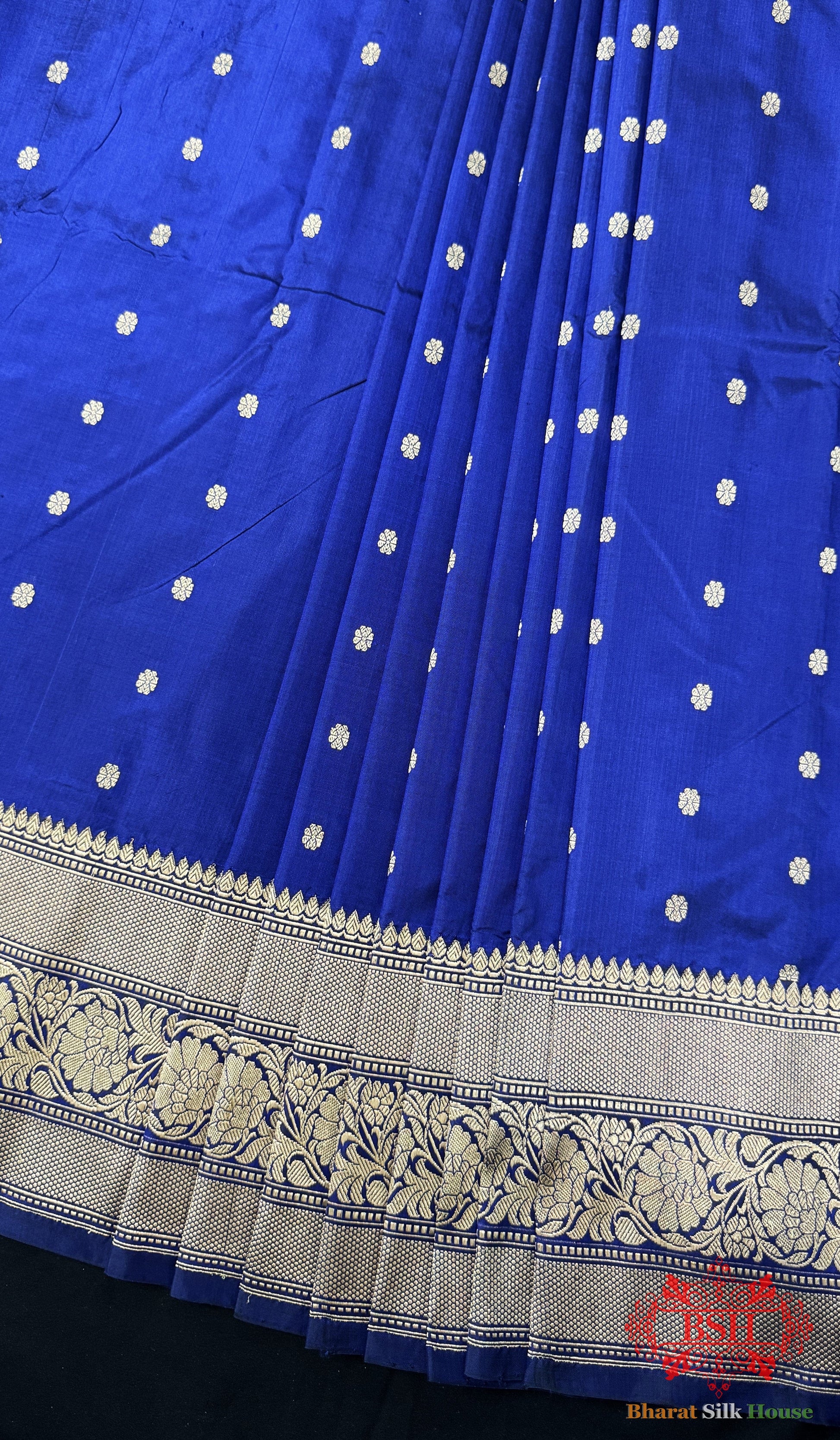 Pure Banarasi Handloom Katan Silk Antique Zari Saree In Shades Of Blue Pure Kataan Silk Bharat Silk House