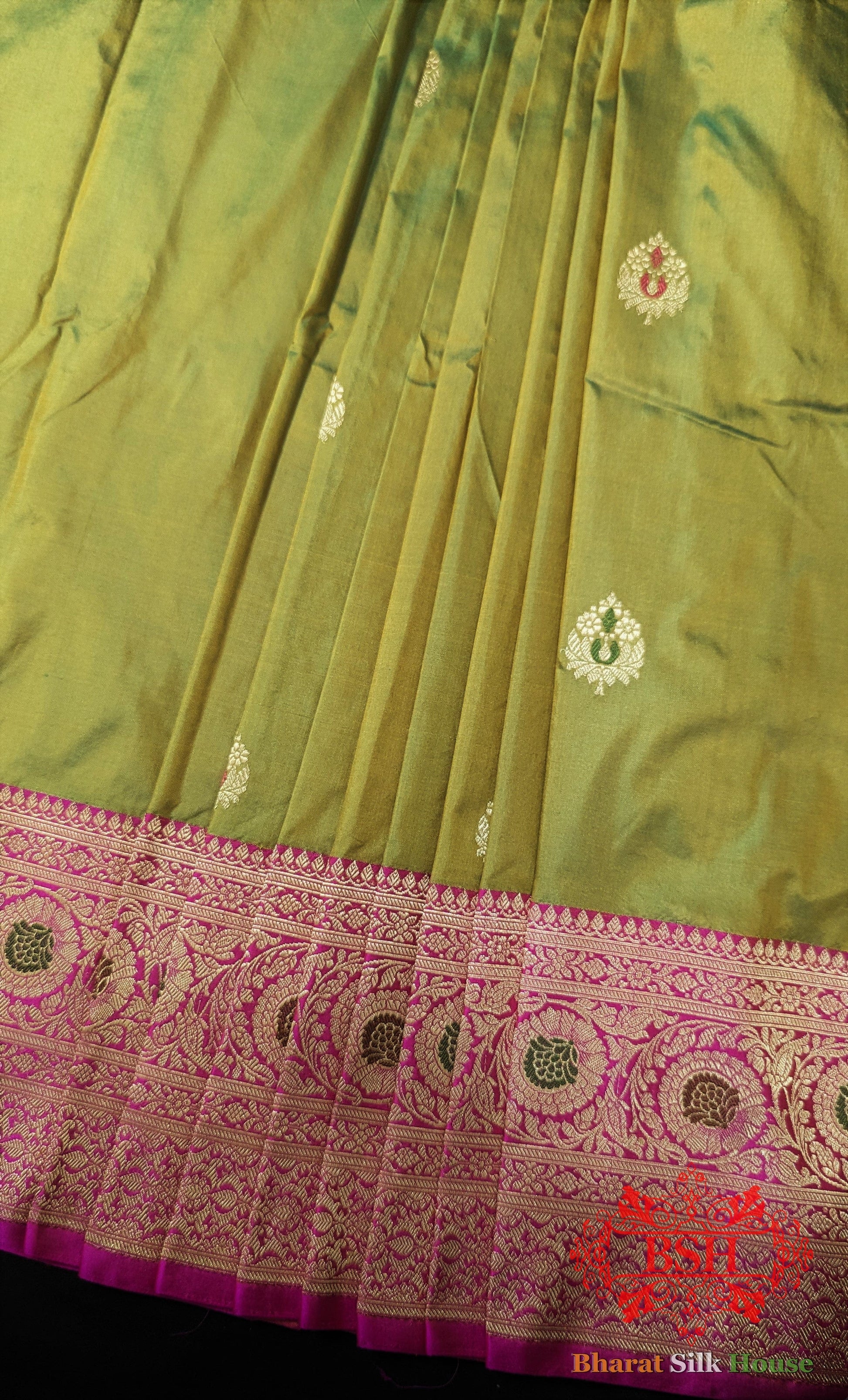 Pure Banarasi Handloom Katan Silk Antique Zari Saree In Shades Of Cross Color Pure Kataan Silk Bharat Silk House