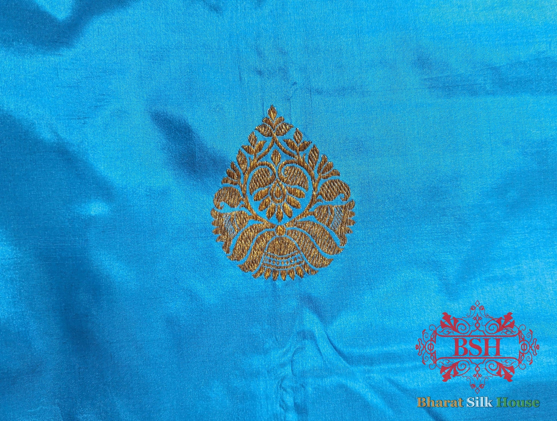 Pure Banarasi Handloom Katan Silk Antique Zari Saree In Shades Of Royal Blue Pure Kataan Silk Bharat Silk House