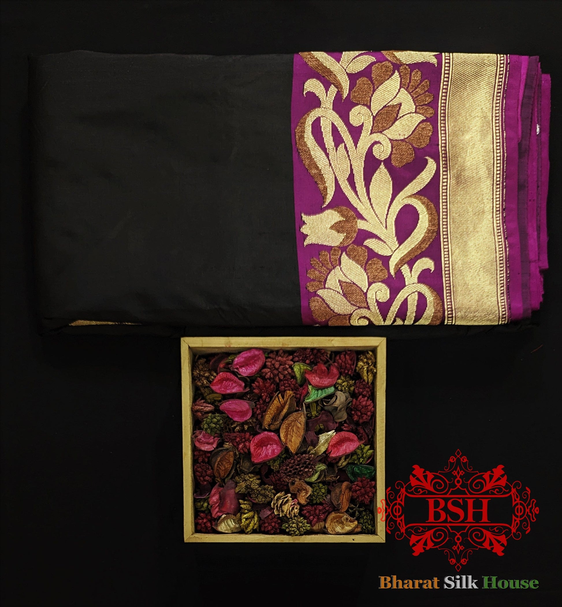 Pure Banarasi  Handloom Katan Silk Meenakari  Antique Double Zari Saree In Shades Of Black Pure Kataan Silk Bharat Silk House