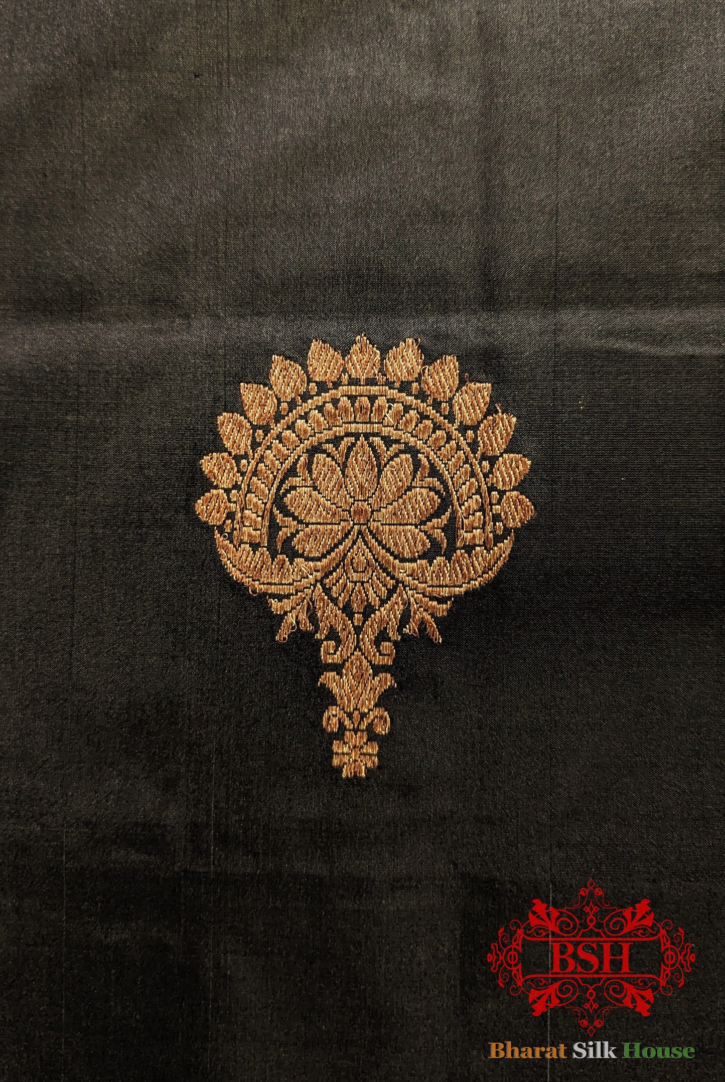 Pure Banarasi  Handloom Katan Silk Meenakari  Antique Double Zari Saree In Shades Of Black Pure Kataan Silk Bharat Silk House