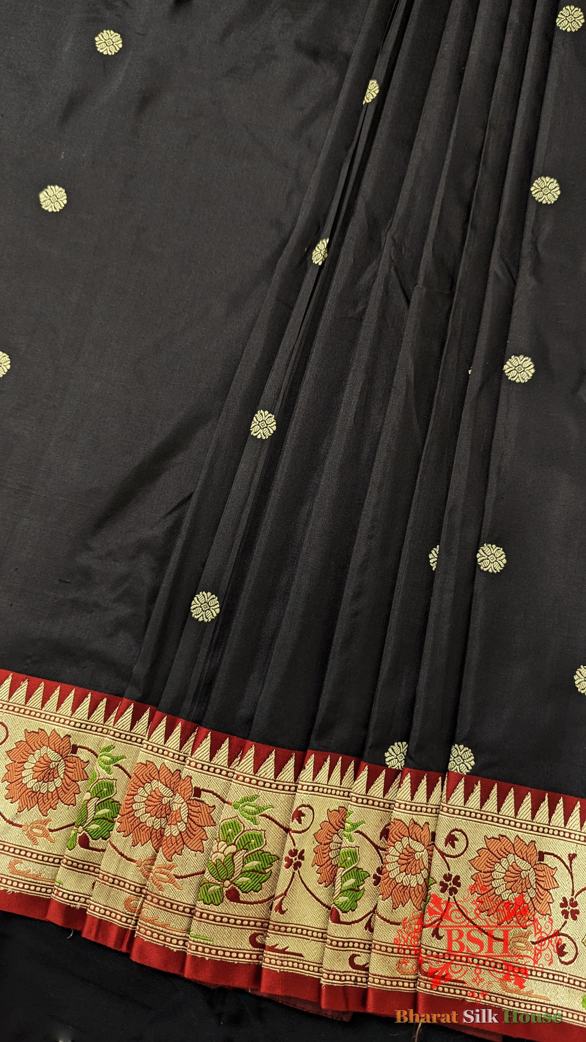 Pure Banarasi Handloom Katan Silk Meenakari  Antique Zari Saree In Shades Of Black Pure Kataan Silk Bharat Silk House