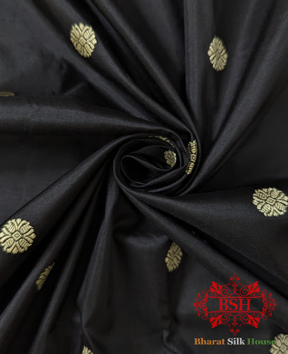 Pure Banarasi Handloom Katan Silk Meenakari  Antique Zari Saree In Shades Of Black Pure Kataan Silk Bharat Silk House