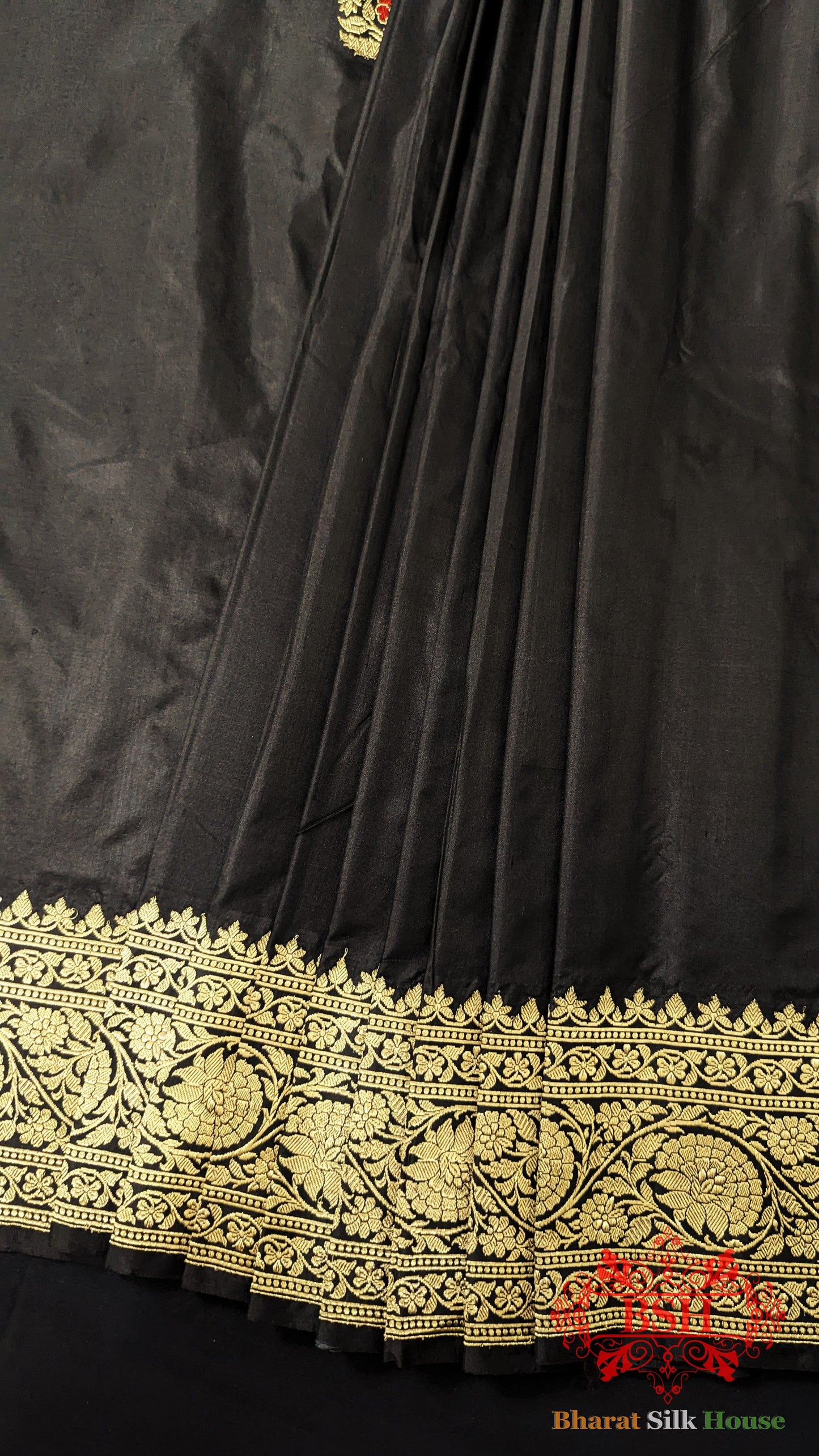 Pure Banarasi Handloom Katan Silk Meenakari  Antique Zari Saree In Shades Of Black Pure Kataan Silk Bharat Silk House