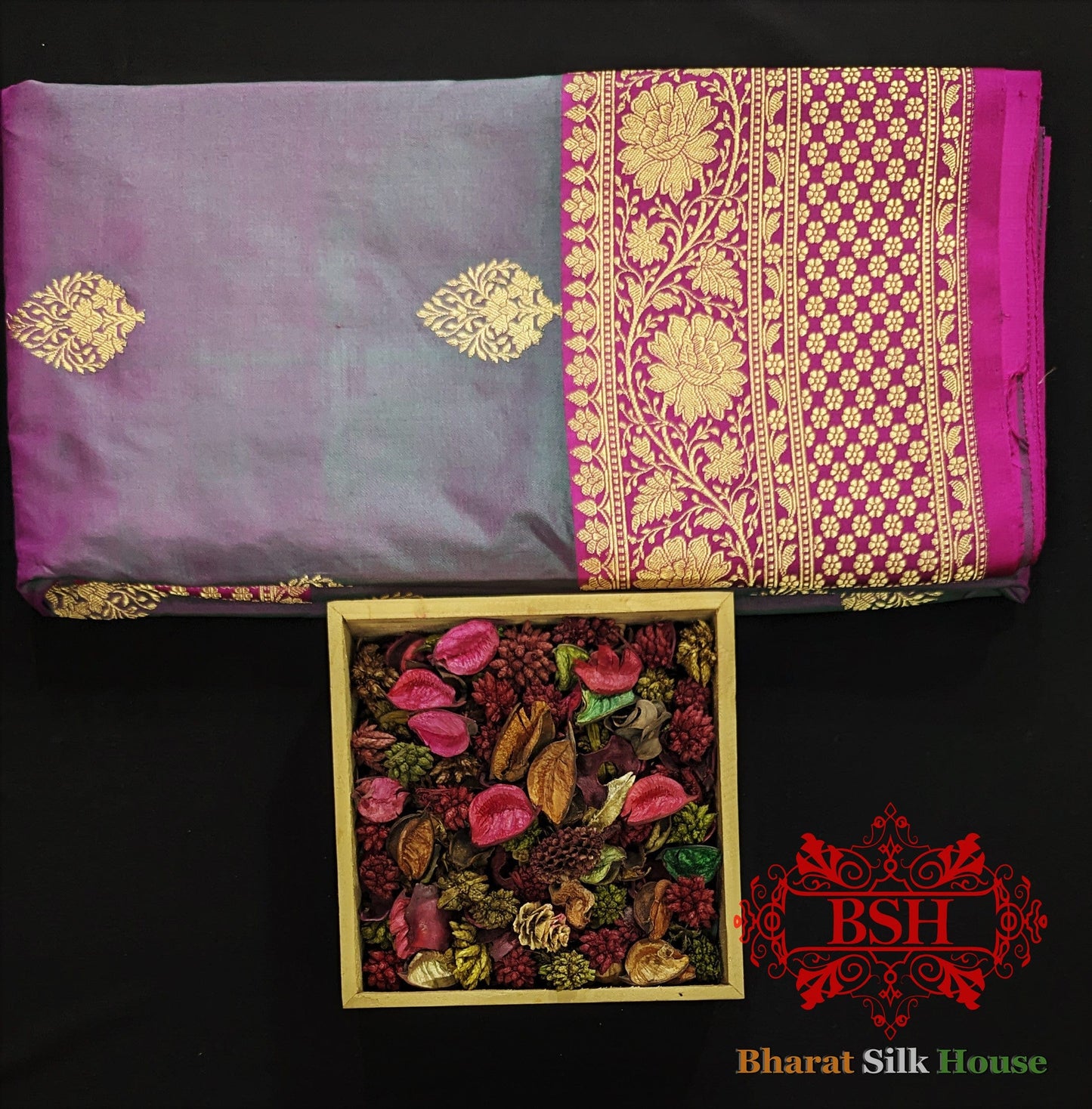 Pure Banarasi  Handloom Katan Silk Meenakari Antique Zari Saree In Shades Of  Cross Color Pure Kataan Silk Bharat Silk House