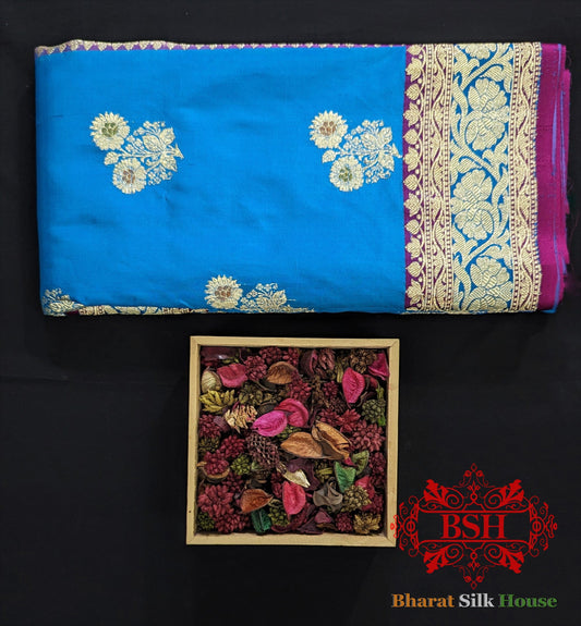 Pure Banarasi  Handloom Katan Silk  Meenakari Antique  Zari Saree In Shades Of  Firozi Pure Kataan Silk Bharat Silk House