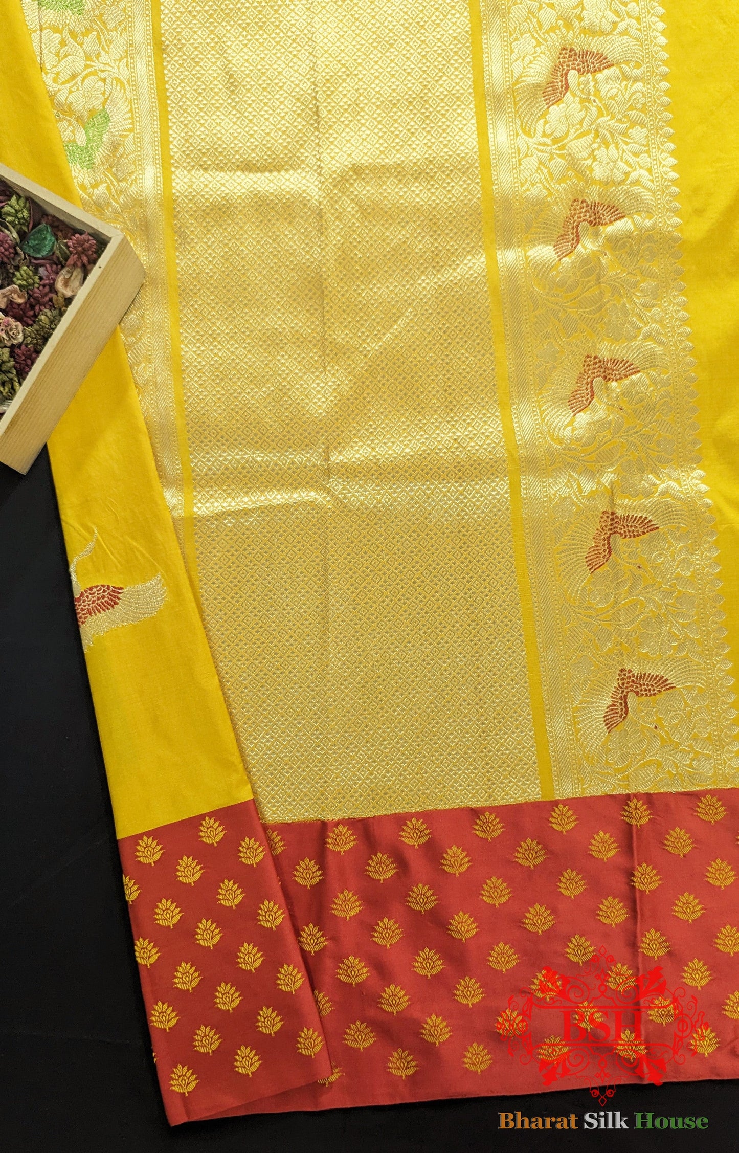 Pure Banarasi  Handloom Katan Silk Meenakari  Antique Zari Saree In Shades Of Gold Yellow Pure Kataan Silk Bharat Silk House