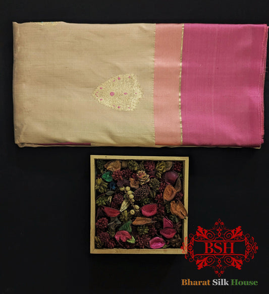 Pure Banarasi  Handloom Katan Silk  Meenakari Antique Zari Saree In Shades Of  Peach Pure Kataan Silk Bharat Silk House