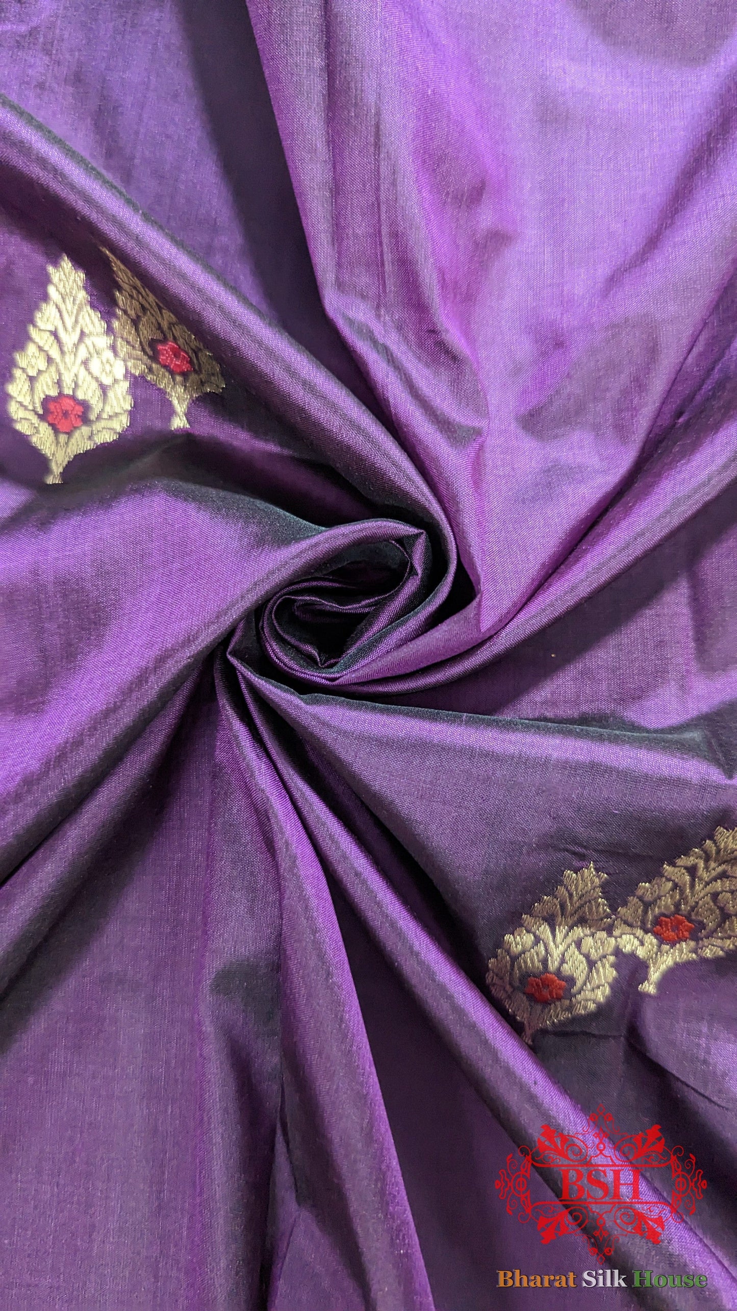 Pure Banarasi  Handloom Katan Silk Meenakari Antique Zari Saree In Shades Of Violet Pure Kataan Silk Bharat Silk House