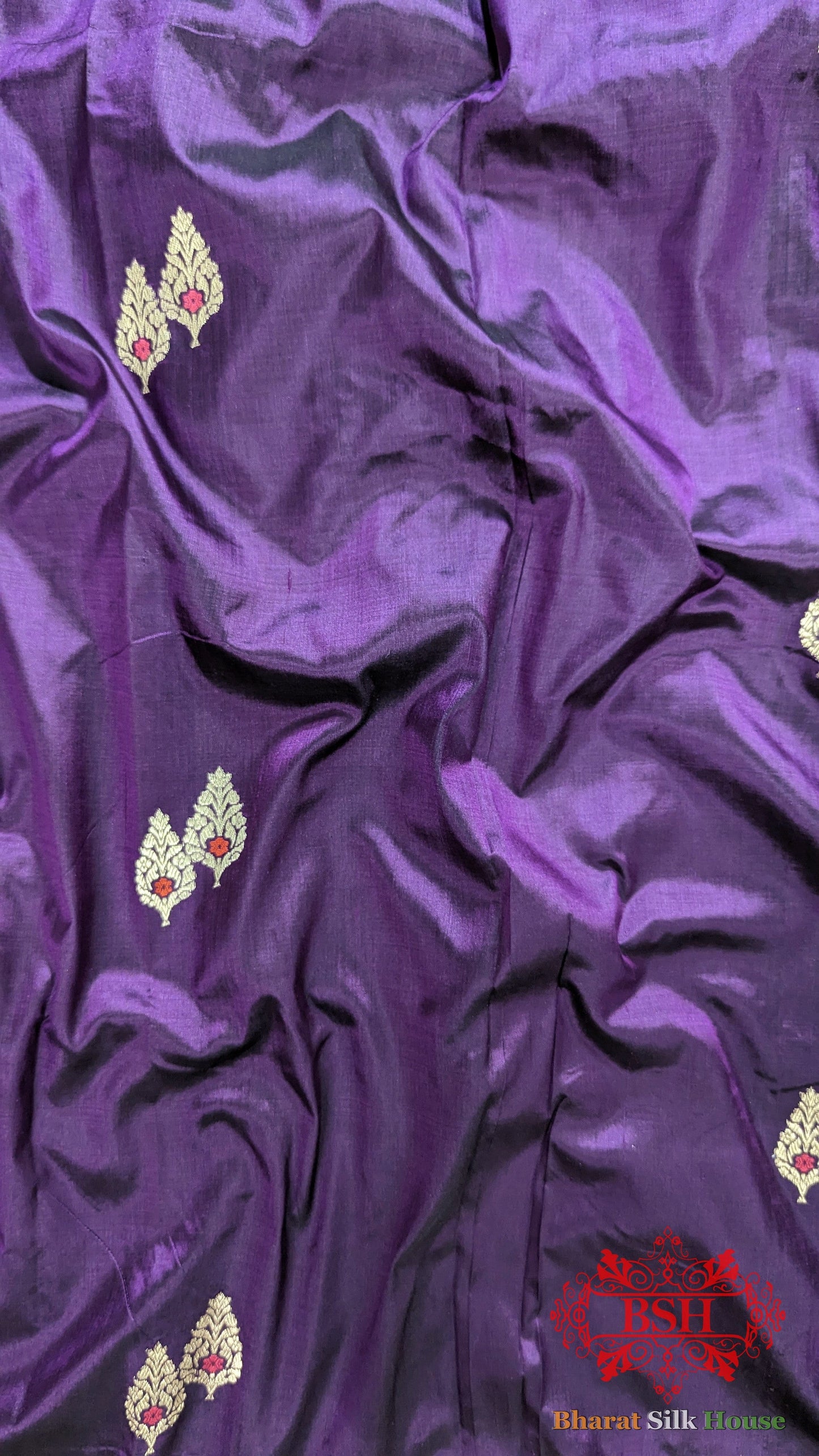 Pure Banarasi  Handloom Katan Silk Meenakari Antique Zari Saree In Shades Of Violet Pure Kataan Silk Bharat Silk House