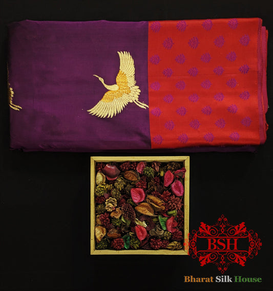 Pure Banarasi  Handloom Katan Silk Meenakari  Antique Zari Saree In Shades Of Violet Pure Kataan Silk Bharat Silk House