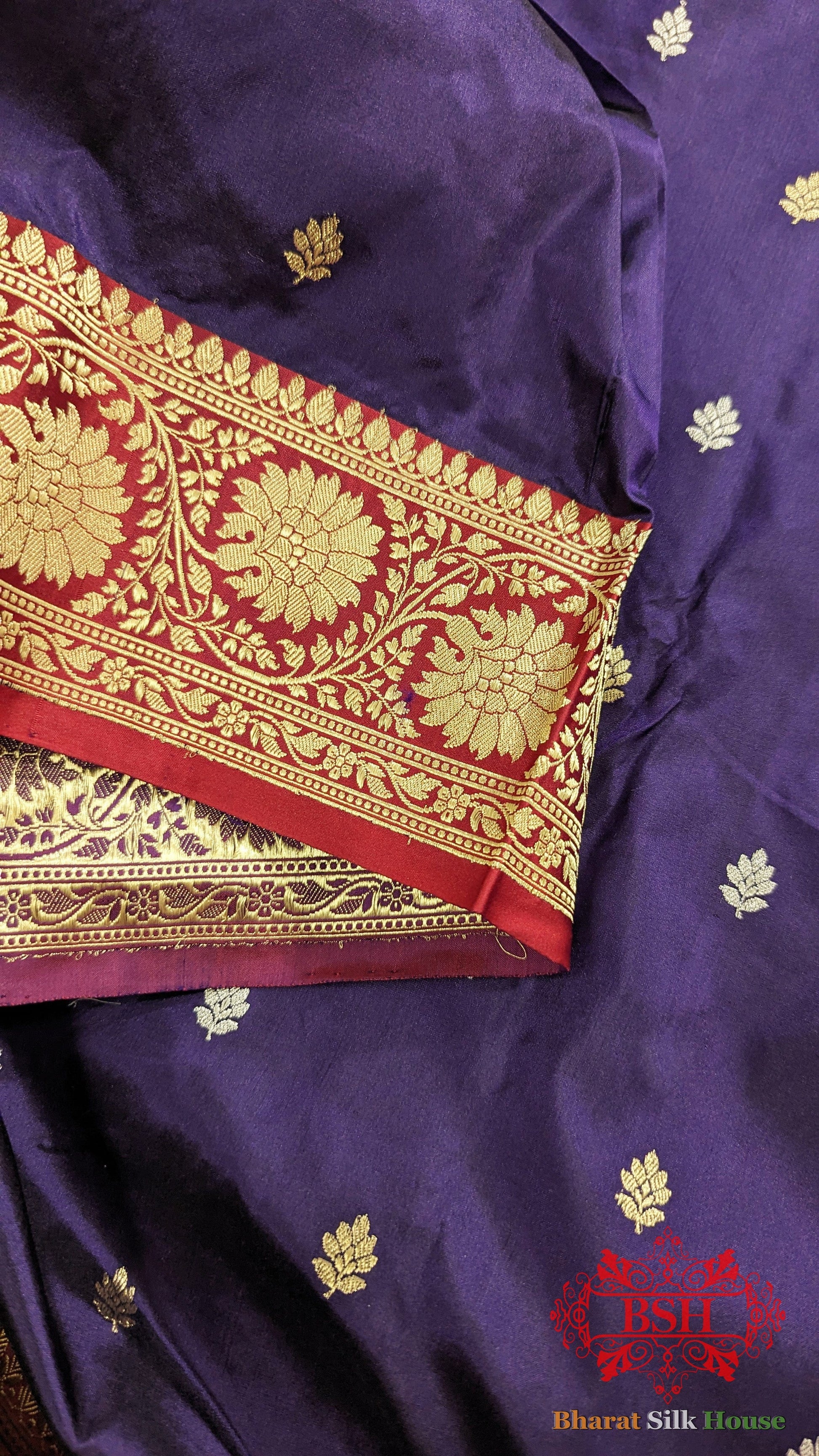 Pure Banarasi  Handloom Katan Silk Meenakari Antique Zari Saree In Shades Of Violet Pure Kataan Silk Bharat Silk House