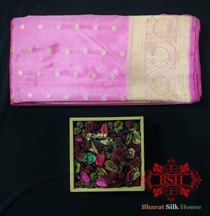 Pure Banarasi Pure Banarasi Handloom Katan Silk Antique Zari Saree In Shades of Peach Pure Kataan Silk Bharat Silk House