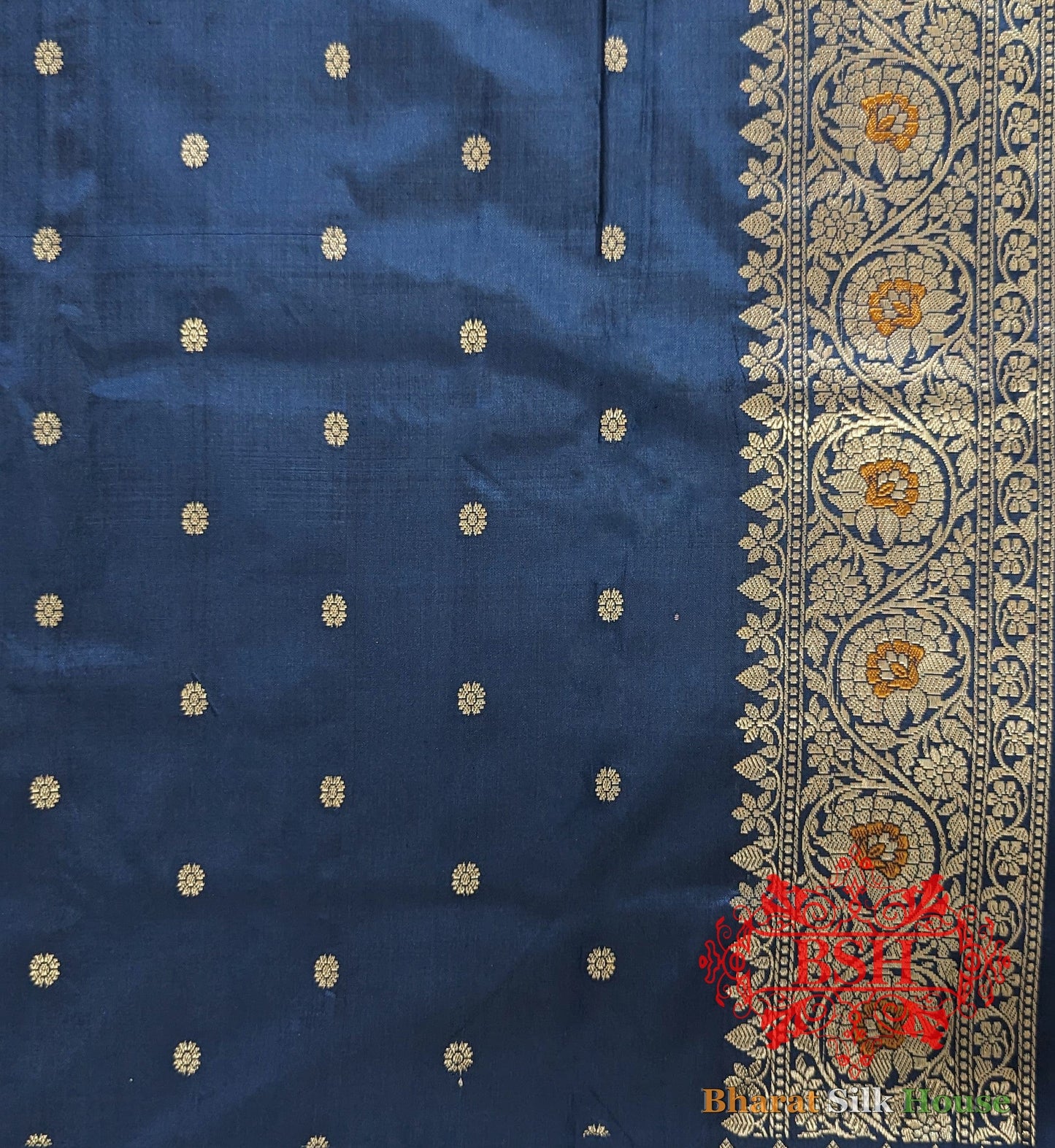 Pure Banrasi  Handloom Katan Silk Meenakari Antique Zari Saree In Shades Of Blue Pure Kataan Silk Bharat Silk House