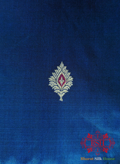 Pure Banrasi  Handloom Katan Silk Meenakari Antique Zari Saree In Shades Of Blue Pure Kataan Silk Bharat Silk House