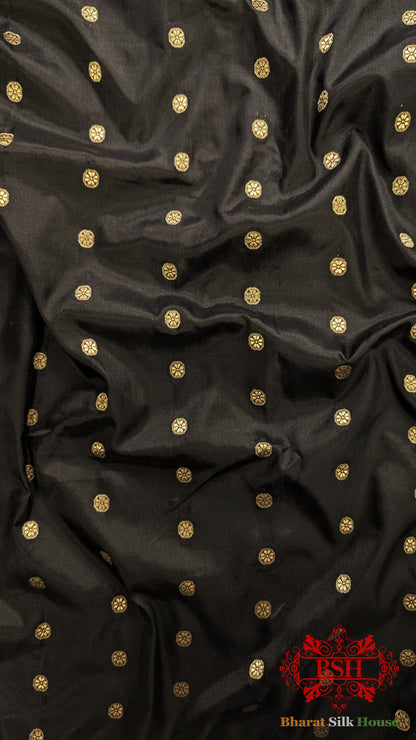 Pure Handloom Katan Silk Antique Zari Saree In Shades Of Black Pure Kataan Silk Bharat Silk House