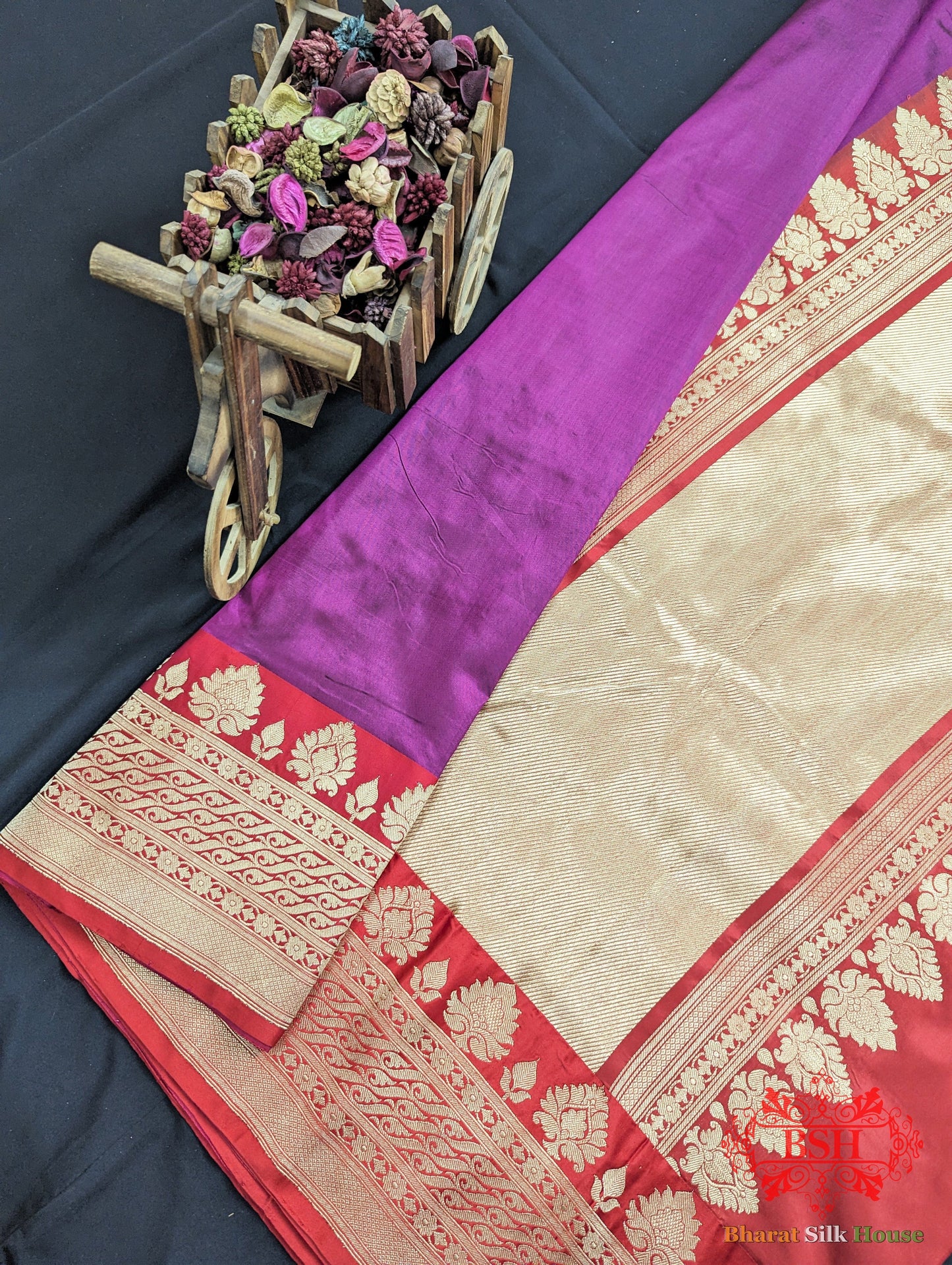 Pure  Katan Silk Banarasi Handloom Saree In Shades Of Deep Pink Pure Kataan Silk Bharat Silk House