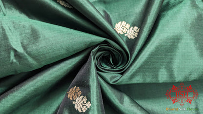 Rama Green Pure Banarasi Handloom Katan Silk Meenakari Antique Zari Saree Pure Kataan Silk Bharat Silk House
