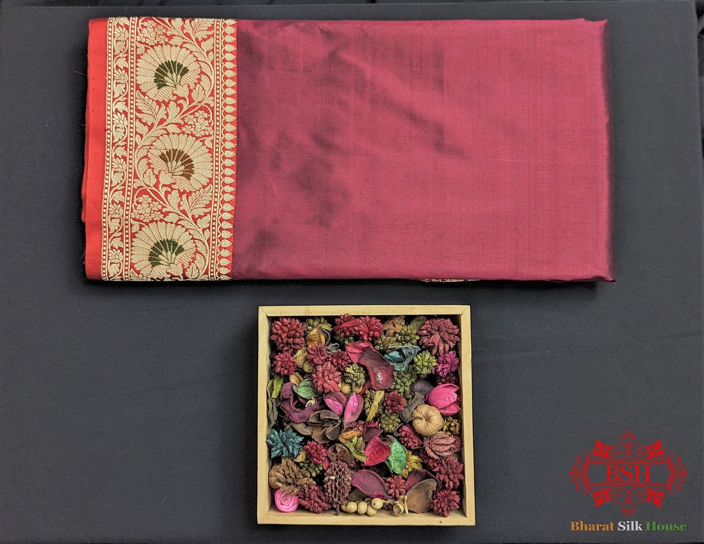 Wine  Pure Katan Silk Banarasi Handloom Saree Pure Kataan Silk Bharat Silk House