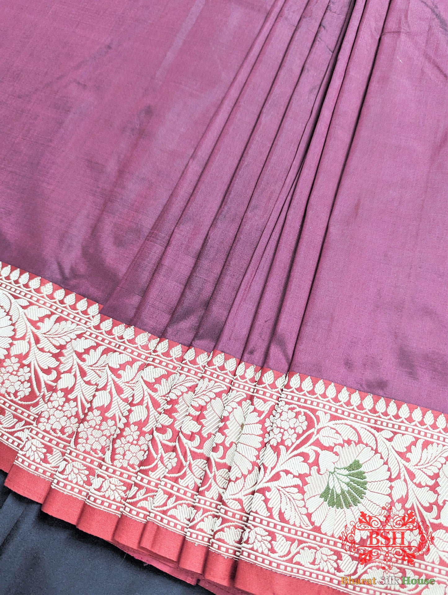 Wine  Pure Katan Silk Banarasi Handloom Saree Pure Kataan Silk Bharat Silk House