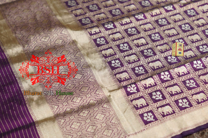 Hickory Purple Pure Kataan Silk Sona Rupa Dupatta Pure Silk Dupatta Bharat Silk House