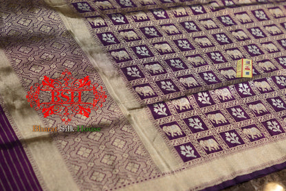 Hickory Purple Pure Kataan Silk Sona Rupa Dupatta Pure Silk Dupatta Bharat Silk House