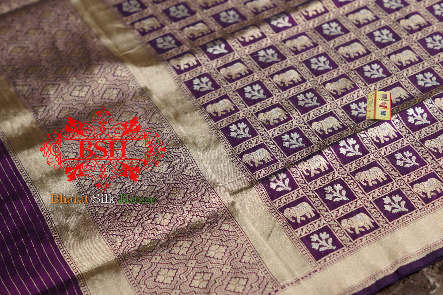 Hickory Purple Pure Kataan Silk Sona Rupa Dupatta Pure Silk Dupatta Bharat Silk House