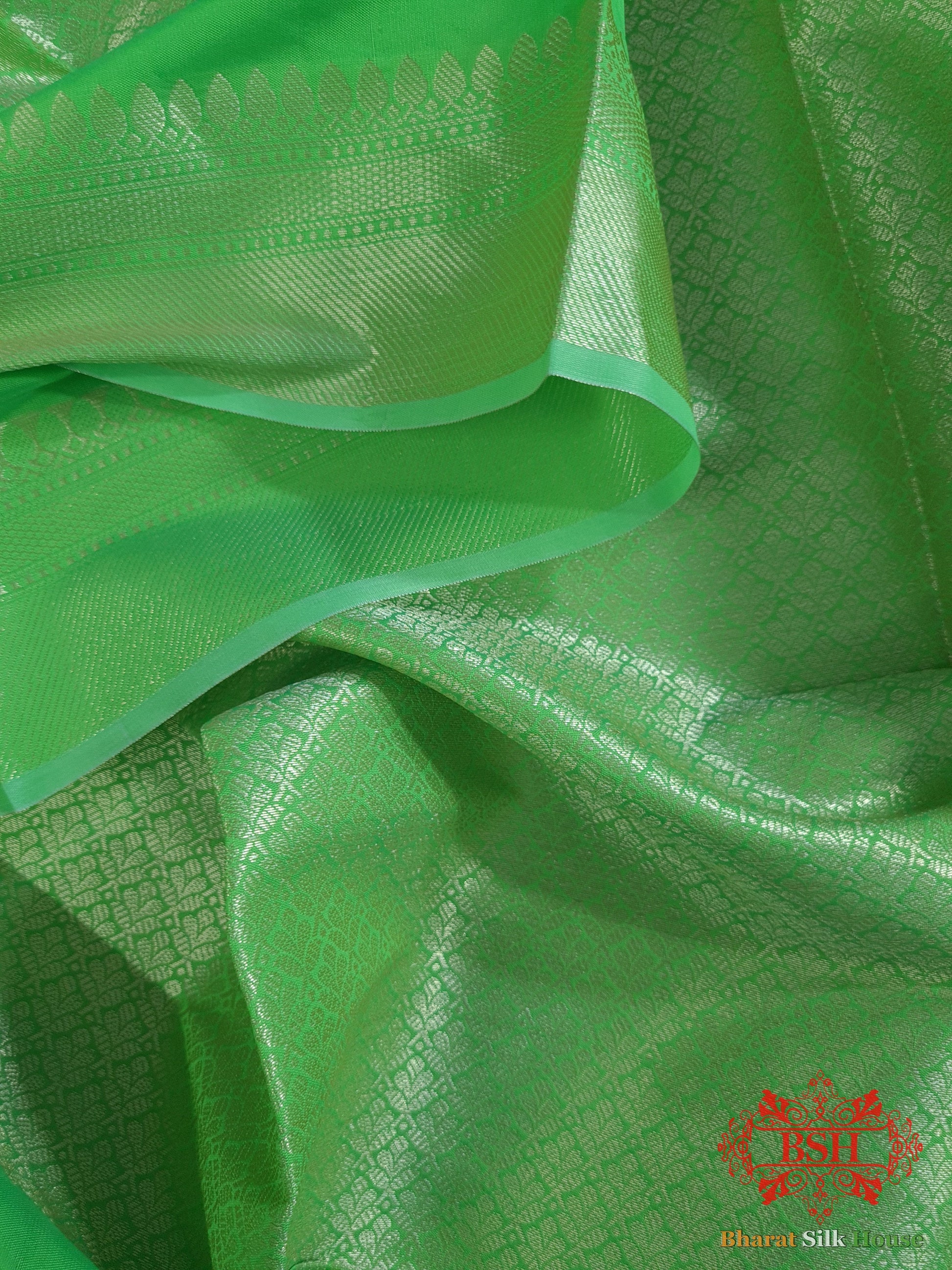 Shades Of Parrot Green Banarasi Brocade Semi Silk Dupatta Pure Silk Dupatta Bharat Silk House