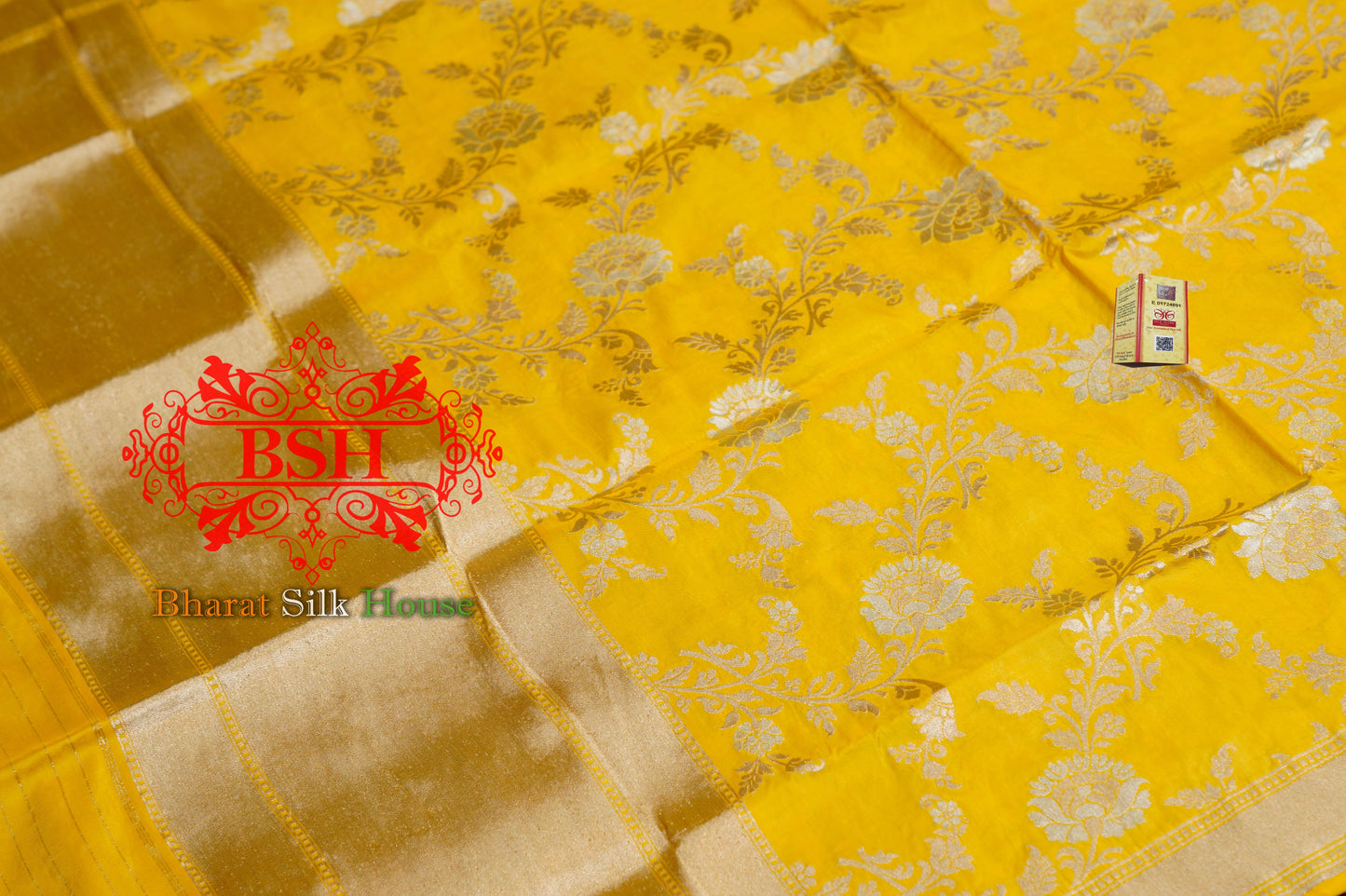 Tuscany Yellow Pure Banarasi Kataan Silk Dupatta Pure Silk Dupatta Bharat Silk House