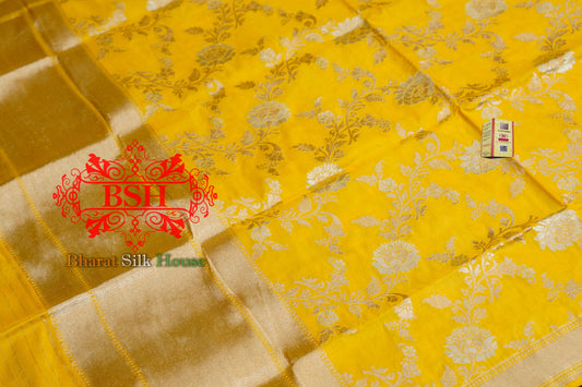 Tuscany Yellow Pure Banarasi Kataan Silk Dupatta Pure Silk Dupatta Bharat Silk House