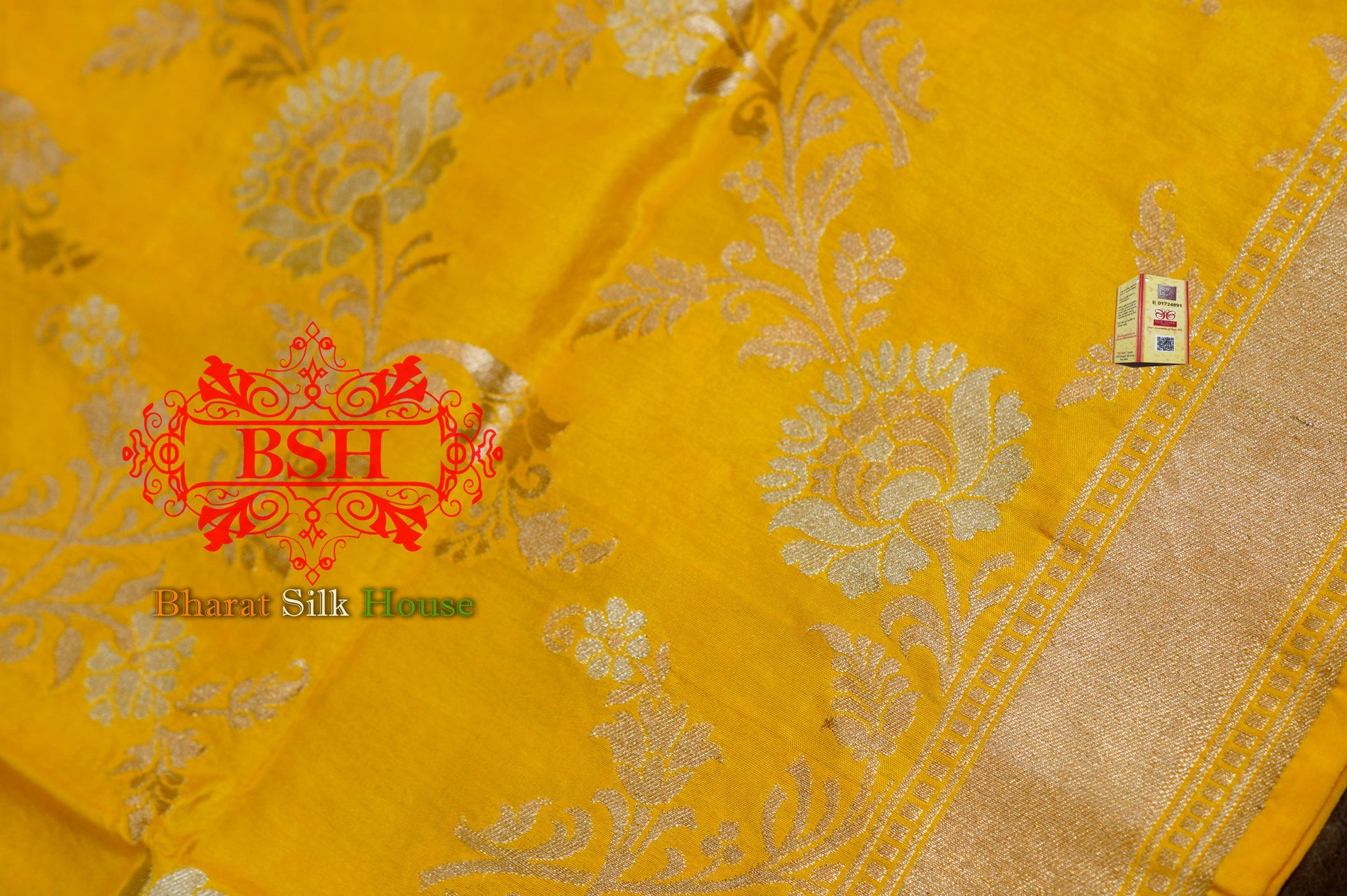 Tuscany Yellow Pure Banarasi Kataan Silk Dupatta Pure Silk Dupatta Bharat Silk House