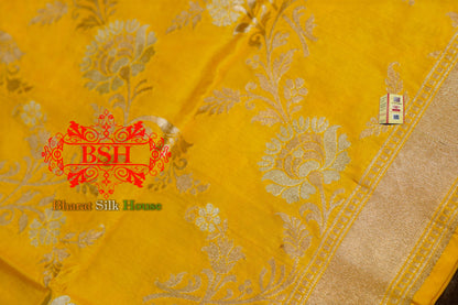 Tuscany Yellow Pure Banarasi Kataan Silk Dupatta Pure Silk Dupatta Bharat Silk House