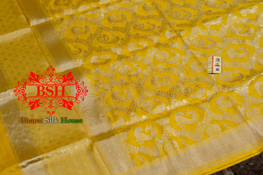 Yellow Pure Kataan Silk Sona Rupa Dupatta Pure Silk Dupatta Bharat Silk House