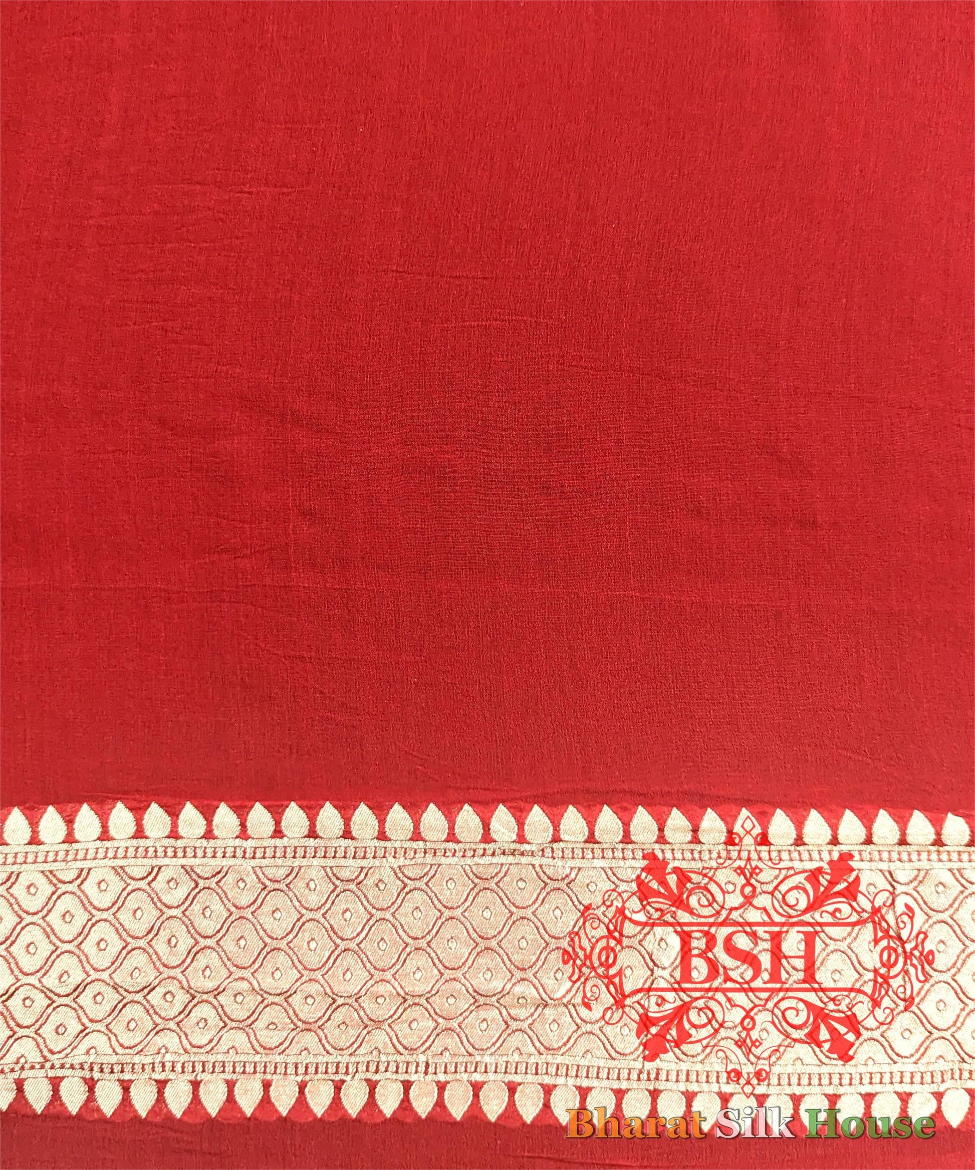 Red Rangkaat Handloom Pure  Khaddi Chiffon Saree Bharat Silk House