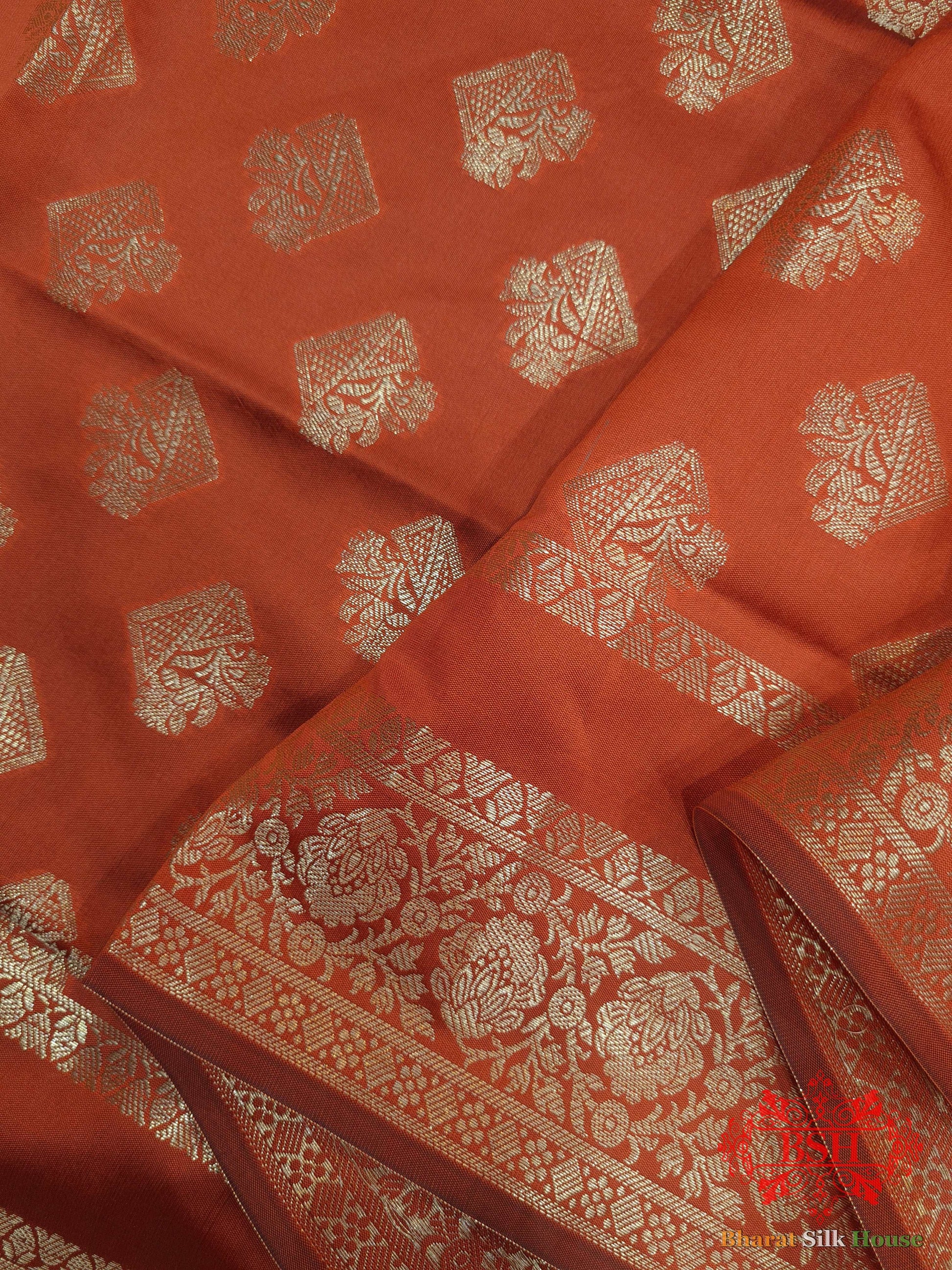Chestnut Shades Of Red Banarasi Semi Silk Dupatta Semi Dupatte Bharat Silk House